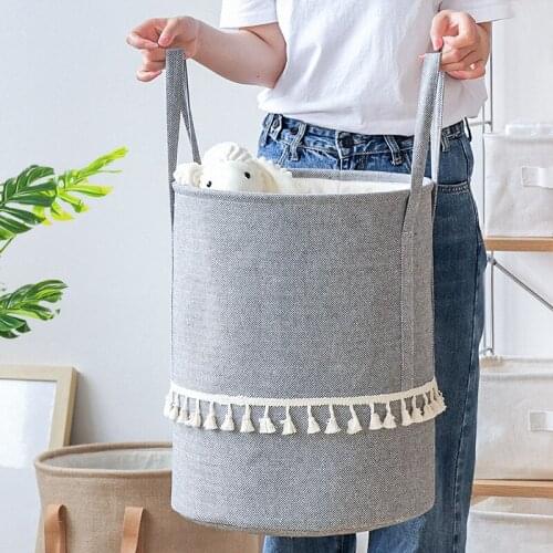 Braided Jute Cloth Laundry Basket Cotton Linen dirty clothes foldable storage Basket Kids Toys Sundries Organizer For Home WF
