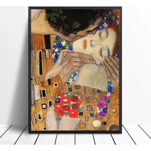Gustav Klimt Kiss Meaning Classical Canvas Paintings Posters and Prints Wall Art Picture for Living Room Home Wall Decor Cuadros