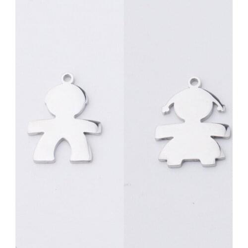 Fnixtar 20Pcs Girls Boys Charms 304 Stainless Steel Mirror Polish Charms For DIY Making Pendant Necklace Keychain Family Jewelry