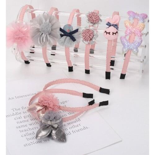 Cute Baby Girl Rabbits Bowknot Headband for Girls Korea Blue Tie Winding Cloth Hair Hoop Kids Gift Headwear Accessories