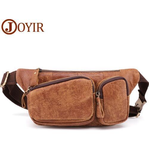 JOYIR Mens Waist Bag For Phone Male Fanny Pack Mens Genuine Leather Belt Bags Waist Pack Men Money Bag Belt Pouch Chest Bag