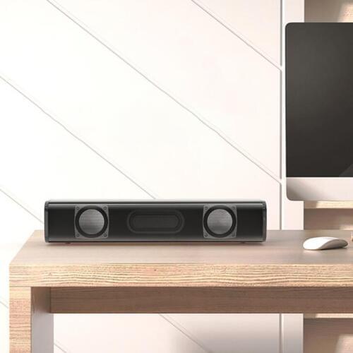 Wired Computer Sound Bar USB Powered Mini Desktop Stereo Music Player Soundbar Speaker for PC, Cellphone, Tablet, Laptop, Black