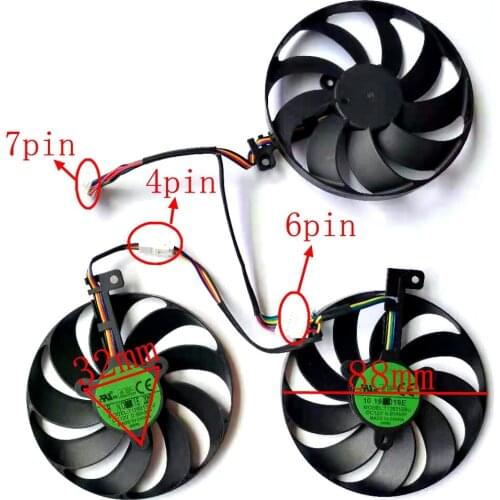 T129215SU 3pcs/lot 88mm 7pin for For ASUS ROG STRIX-RTX 2070 RTX2080 2080TI RX 5600 XT RX 5700XT Graphics Card Cooling Fan