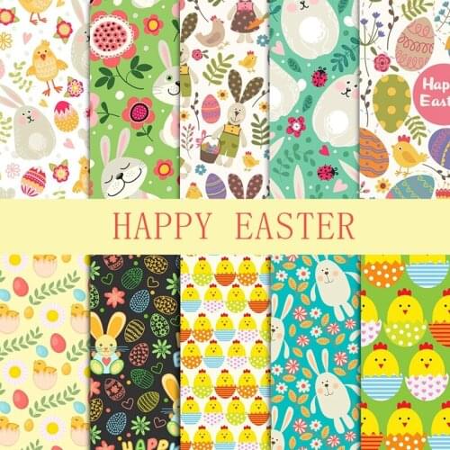 10 Pieces 50x50cm Floral Cartoon Animal Patchwork Easter Decoration Cloth Needlework Handicraft Sewing Accessories Dot Cloth