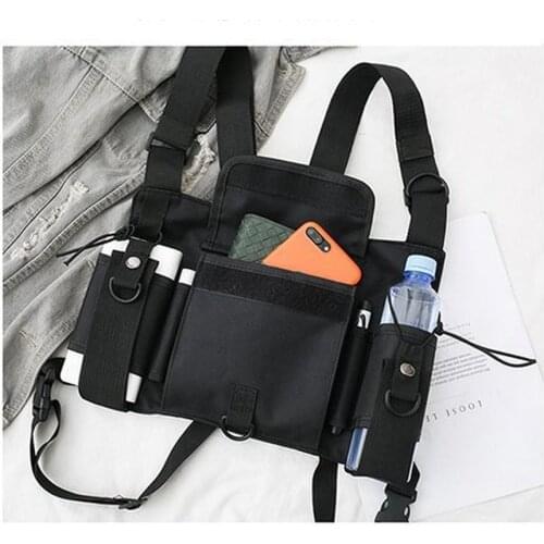 Unisex Outdoor Adjustable Vest Chest Hanging Bag Double Shoulder Waist Pouch Made of high quality nylon, wear-resistant and dura