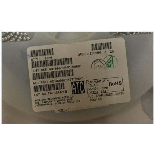 800B2R4CT500XT Chip high frequency capacitor ATC 3225 1210 2.4PF 500V