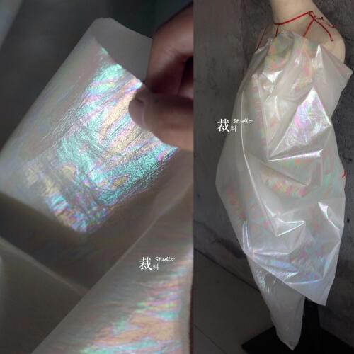 Candy laser white illusion gradient cloth texture handmade pleated clothing designer fabric for patchwork