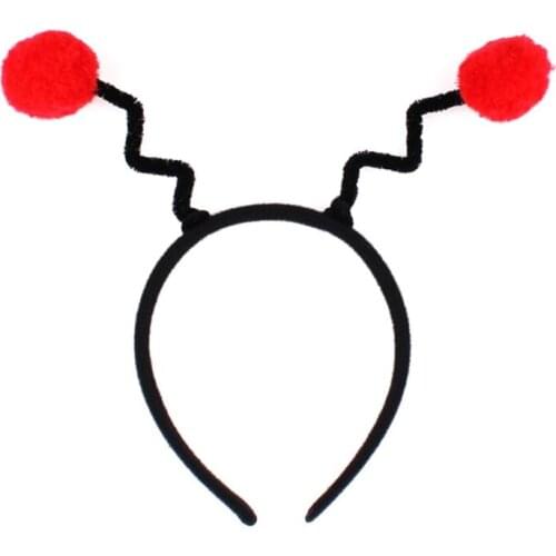 Women Girls Cute Bee Antennas Headband Fluffy Pompom Ball Cosplay Costume Hair Hoop Childrens Day Stage Dancing Party Favors