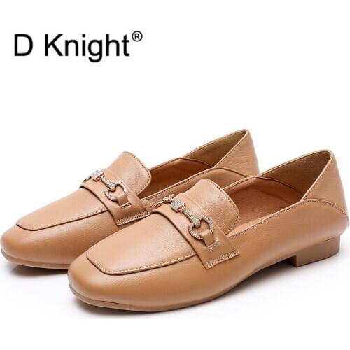 100% Genuine Leather Women Flats New Brand Handmade Women Casual Oxfords Shoes Moccasin Fashion Women Driving Shoes Loafers 2020