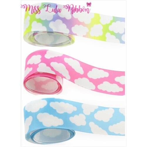 1-1/2"38mm Cloud Pattern Gradient Color Printed Grosgrain Ribbon DIY Packing Accessories Party Decor Making 10yards/roll