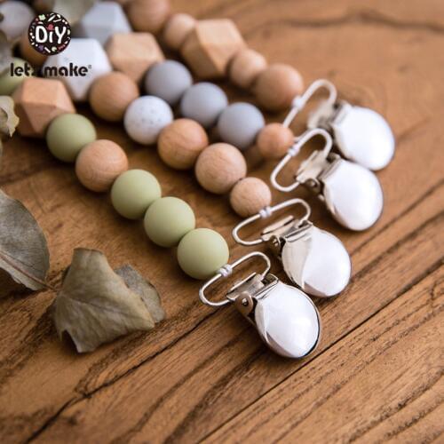 Lets Make 1pc Pacifier Chain Baby Comfort Toy Crochet Beads Small Bell Baby Stroller Accessories Newborn Baby Pacifier Chain