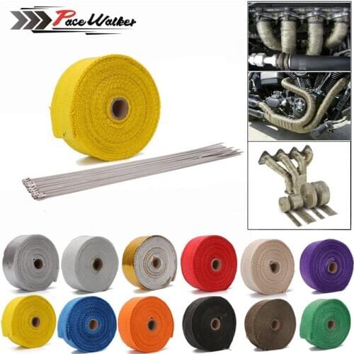 10M x 5cm x 2mm Exhaust Heat Pipe Header Wrap + 10 Cable Tie Manifold Fiberglass 3000 Fahrenheit Insulating Beige