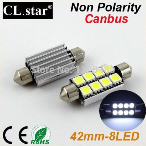 10pcs Supe quality No polarity C5W 41mm 42mm 8smd 211-2 212-2 214-2 6451 6411 canbus festoon led Interior dome map Light