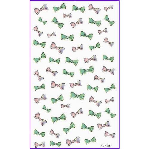 1X Water Transfers Stickers Nail Decals Bow Tie Water Decal COLORFUL BOW TIE YU250-252