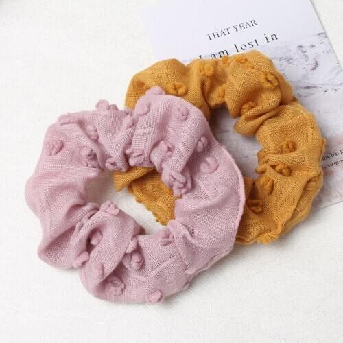 2pc Autumn and Winter Women Hair Scrunchies Solid Soft Vintage Hair Gums Fabric Rubber Bands Hair Accessories