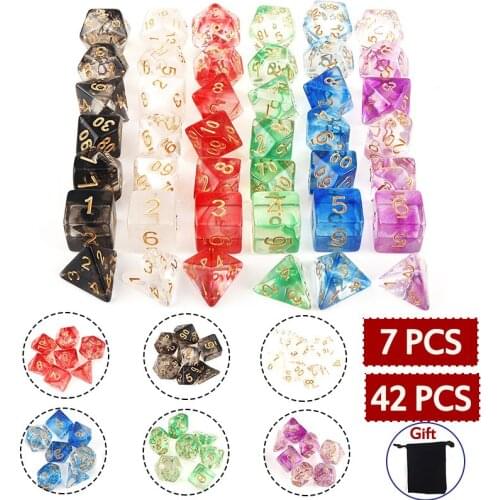 42Pcs Dice Set for Polyhedral DnD Mixed Color Dice RPG Dungeons and Dragons Role Playing Game Board Game Dice Set + Storage Bag