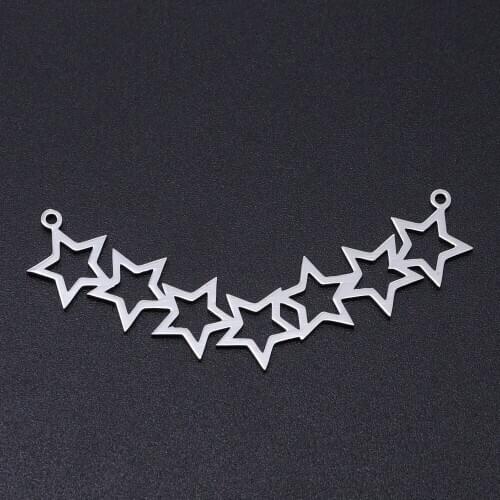 5pcs/lot 100% Stainless Steel Hollow Stars Connector Charms Wholesale Jewelry Making Charms Necklace Pendants Top Quality