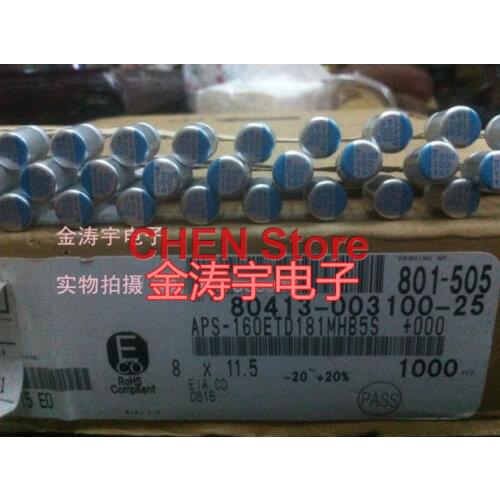 50PCS NIPPON PS 16V180UF 8X11.5MM Motherboard Solid Polymer Capacitor ps 180UF 16V CHEMI-CON Aluminum shell electrolysis