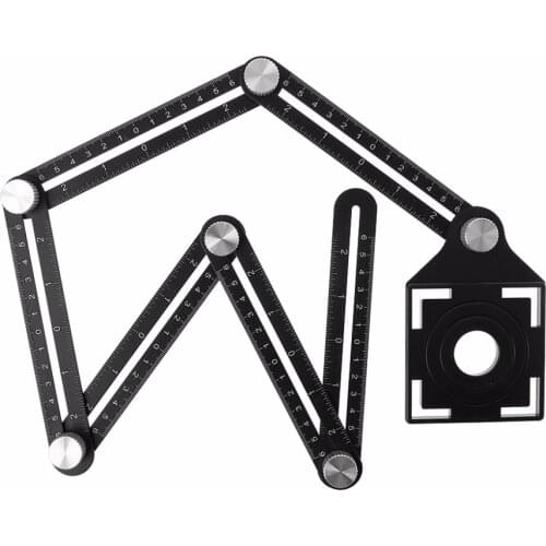 6 Folding Ruler Tile Hole Positioning Multi Template Angle Rulers w/ Drill Guide for Puncher Carpentry