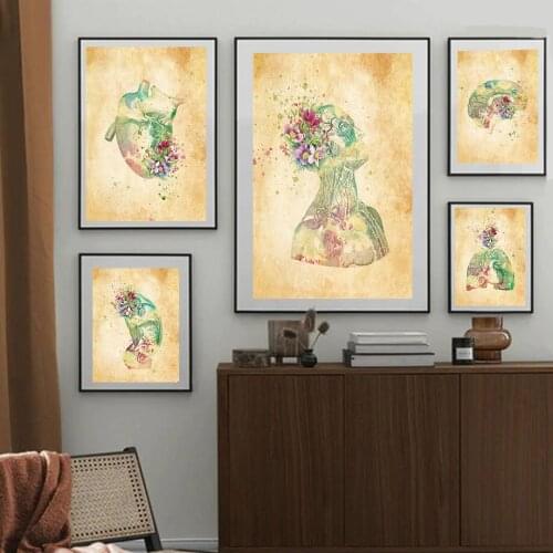 Anatomy Art Human Heart Brain Lungs Wall Art Canvas Painting Nordic Posters And Prints Wall Pictures For Doctor Office Decor