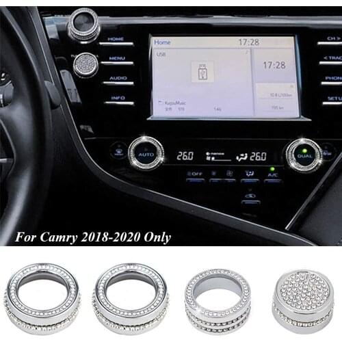 Bling Climate Control Multimedia Screen Knob Button Crystal Shiny Accessory Interior Compatible for Toyota Camry