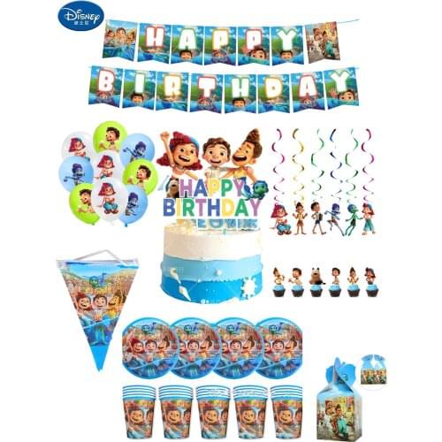 Anime Pixar Luca childern Pull Flag Paper Cup Paper Plate Balloon Luca Party Set Supplies Cosplay Toys Christmas Gifts for kids