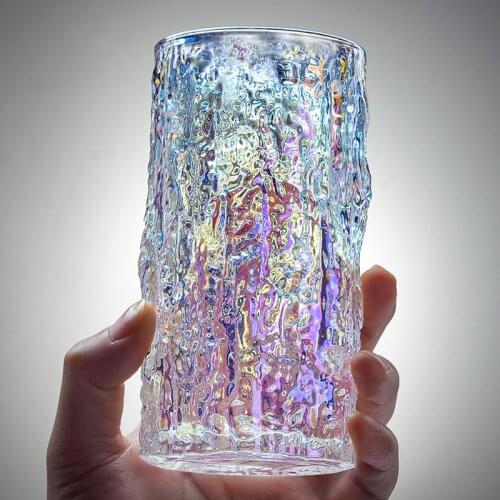 Household glass water cup female ins wind boys summer beer milk high-quality glacier pattern big tea