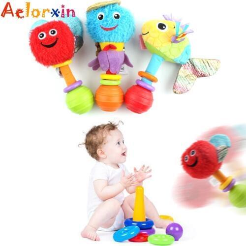 0-12 Months Colourful Animals Ringbell Hand Toy Kinds Baby Toys Baby Hand Grip Toys Educational Toys Rattle
