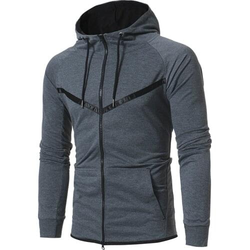 Mens Hooded Sweatshirt Long Sleeve Patchwork Drawstring Cardigan Hoodies with Pockets Casual Zipper Slim Type Tops