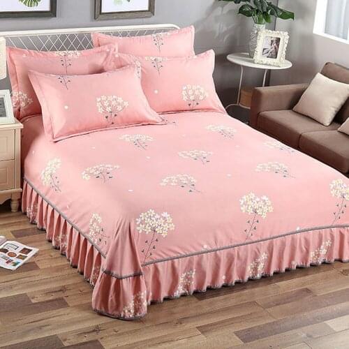 Home textile Bedding Sheet Thicken Flowers Printing Flat Sheets Skirt Bed Sheet Bedding Linen for King Queen Size No Pillowcase