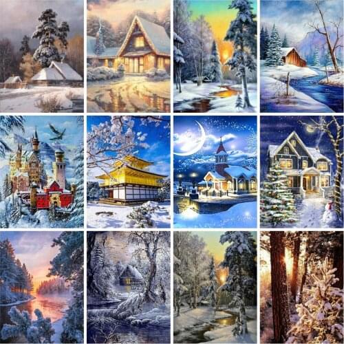 EverShine 5D Diamond Painting Full Drill Square Landscape Cross Stitch Diamond Embroidery Winter Scenery Rhinestones Art Gift