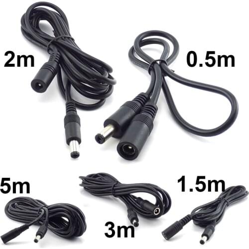 12V DC Power Supply Cable Extension Cord Female to Male Plug 5.5mmx2.1mm Adapter For CCTV Camera lED Light Strip