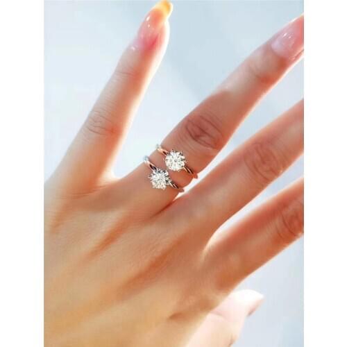 ANZIW Fashion 925 Sterling SilverRound Solitiare Rings Wedding Engagement Bridal Rings For Women Party Lover Rings Jewelry Gifts