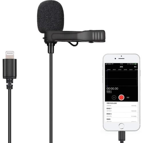 Depusheng M99 Mini Portable Lavalier Condenser Microphone 2M Cable Clip-on Lapel Wired Recording LIve For iPhoneXR XS Max 12Pro