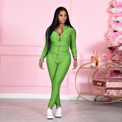 TNNAOFF Aesthetic 2 Piece Tracksuits Women Set Home Zip Long Sleeve Pocket Tops Fashion Elastic Joggers Sweatpants Matching Sets