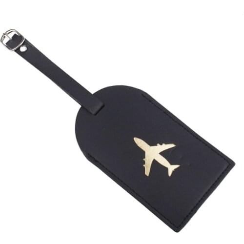 Leather Luggage ID Tag Black/ White Stylish One Size Luggage Bag Tags Black/Whte with Bronzing Pattern Q1QA