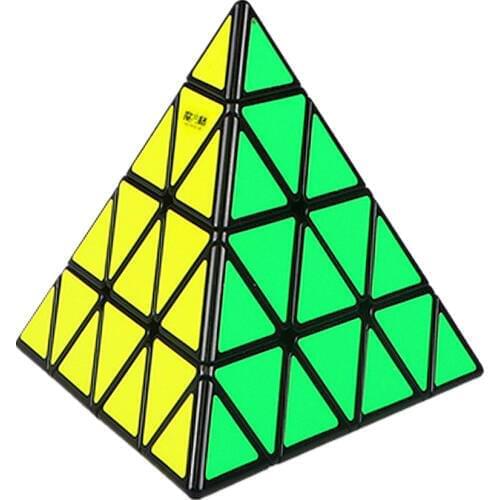 Qiyi Mofangge 4x4x4 Cube Black/Stickerless Magic Cube Pyramid Cube 4x4 Puzzle Pyramid Cube Special Toys For Children