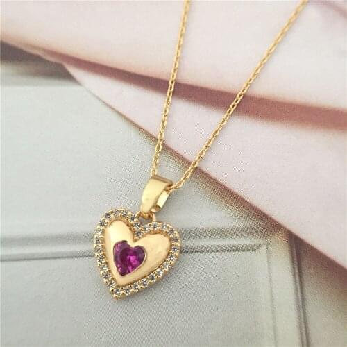 Copper Shine Big Heart Crystal Choker Necklaces for Women Geometric Rhinestones Necklaces Statement Jewelry Party Gifts
