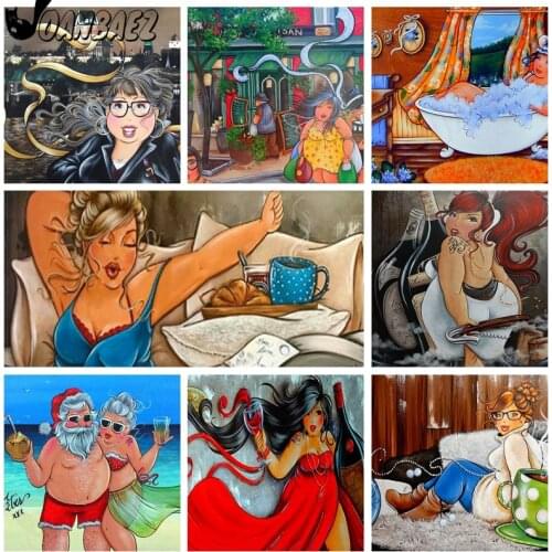 Cartoon Diamond Painting Fat Lady Cross Stitch Kit Character Handmade Full Diamond Embroidery Mosaic Home Decoration Gift