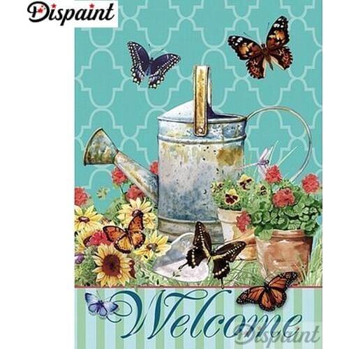 Dispaint Full Square/Round Drill 5D DIY Diamond Painting "Flower butterfly" Embroidery Cross Stitch 3D Home Decor A12880