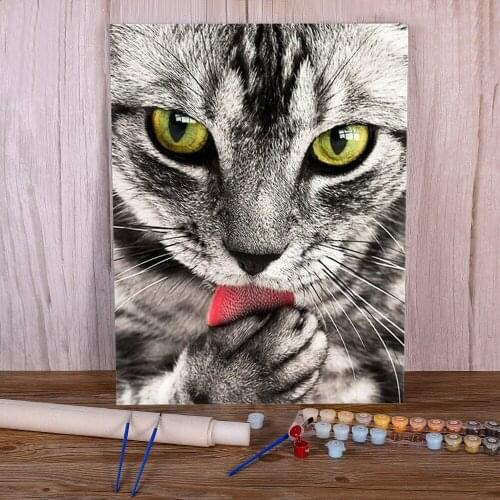 Animal Cat Coloring By Numbers Painting Kit Acrylic Paints 50*70 Boards By Numbers New Design Crafts For Handiwork