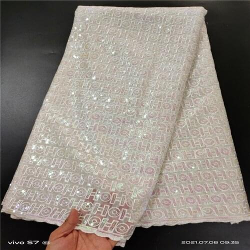 Nigerian Velvet Lace Fabrics High Quality African Sequins Lace Fabric for Wedding Materials French Tulle Lace YYN127
