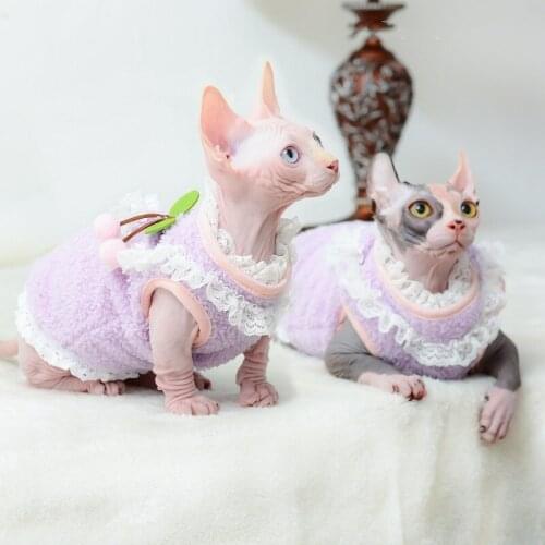 Cat Clothes Sphinx Cat Shirt Winter Plush Warm Cat Coat Vest Kitty Sleeveless Cat Clothes Hoodie sphynx cat clothes