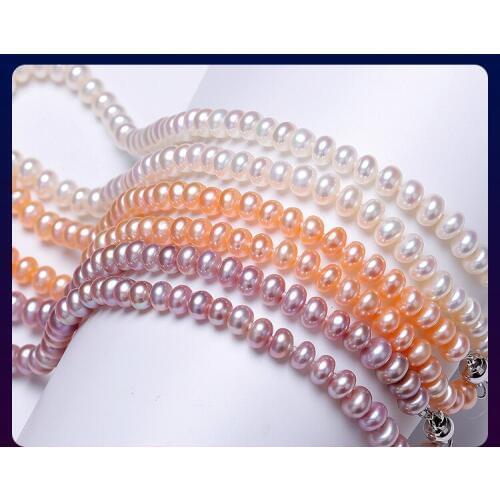 Freshwater pearl necklace 7-8mm pink tricolor optional white pink purple Necklace