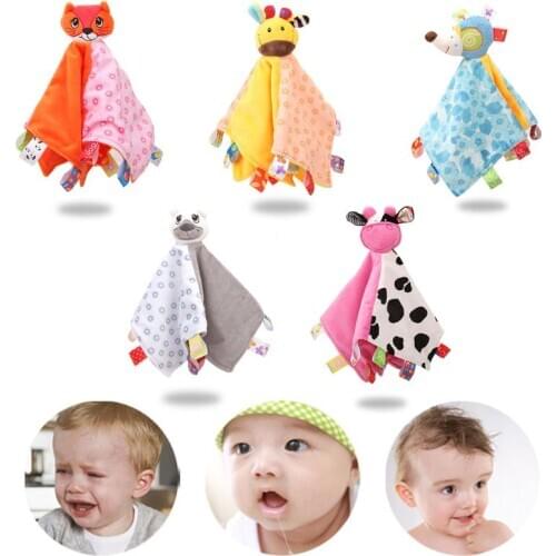 Newborn Appease Towel with Rattle Comforter Baby Soothing Handkerchief Blanket Sleep Soothe Toys