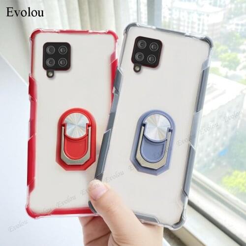 Transparent Acrylic Airbag Shockproof Phone Case For Samsung A42 A32 M21 M30S M51 A41 A31 Cases Magnetic Holder Soft Frame Cover