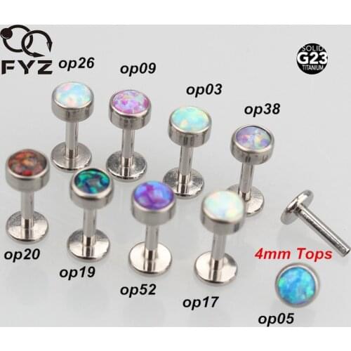 Mixed 9 Color Opal G23 Titanium Internally Threaded 16G Labret Lip Ear Cartilage Helix Tragus Stud Body Piercing Jewelry