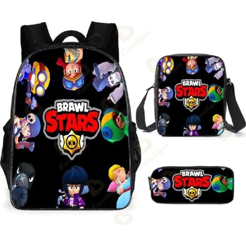 Barley and Shark Leon,Cute Crow Shoot Shoot Game 3D Pencil Bag Men Bags Harajuku Backpack Kids Leon Child Pencil Boys Girls