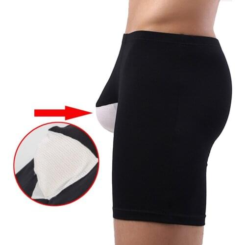Mens Long Boxer Underwear Men Underpants Breathable Antibacterial Mesh Scrotum Bag Male Sports Shorts Man Sexy Cozy Boxershorts