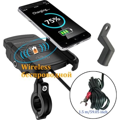 Max 15W Motorcycle Phone Holder Wireless Charger ATV Motorbike Universal Wireless Fast Charge Phone Stand For Samsung iphone LG